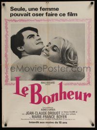 8t217 HAPPINESS French 22x30 '65 Agnes Varda's Le Bonheur, c/u of Drouot & Marie France-Boyer!