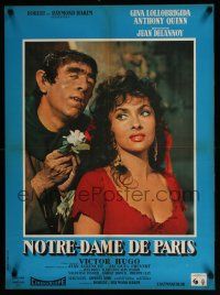 8t219 HUNCHBACK OF NOTRE DAME French 23x31 '56 Anthony Quinn, sexy Gina Lollobrigida!