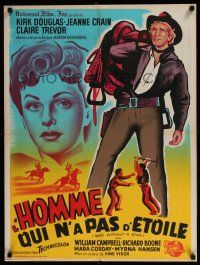 8t227 MAN WITHOUT A STAR French 24x32 R60s art of cowboy Kirk Douglas w/saddle, Jeanne Crain!