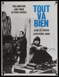 8t237 TOUT VA BIEN French 24x31 '72 Jean-Luc Godard, cool image of movie camera & Jane Fonda!