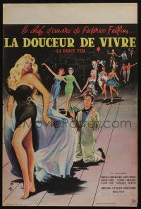 8t243 LA DOLCE VITA French 16x24 '60 Federico Fellini, Mastroianni, sexy Ekberg by Yves Thos!