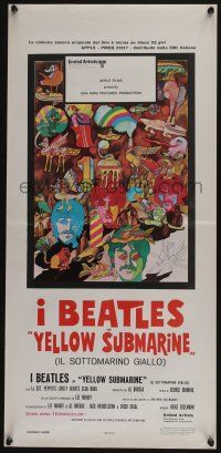 8t154 YELLOW SUBMARINE Italian locandina R70s psychedelic art, Beatles John, Paul, Ringo & George!