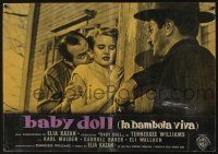 8t156 BABY DOLL Italian photobusta '57 Eli Wallach watches Malden kissing Carroll Baker's neck!