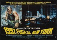 8t166 ESCAPE FROM NEW YORK Italian photobusta '81 art of Kurt Russell by Casaro, cool scene!
