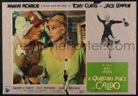 8t188 SOME LIKE IT HOT Italian photobusta '59 Tony Curtis in drag w/sexy Marilyn Monroe!
