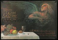 8t466 BABETTE'S FEAST Polish 27x38 '89 great Wieslaw Walkuski art of angel & feast!