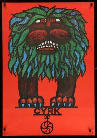 8t479 CYRK Polish commercial 26x38 '78 wonderful artwork of balancing lion by Hubert Hilscher!