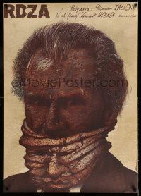 8t532 RDZA Polish 26x37 '81 Zygmunt Hubner, bizarre Pagowski art of man w/face mask!