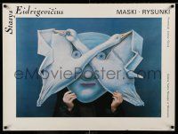 8t546 STASYS EIDRIGEVICIUS art exhibition Polish 26x36 '87 art image of a mask and swans!