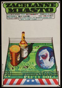 8t566 FAT CITY Polish 23x33 '75 Stacy Keach, Jeff Bridges, John Huston, Sawka art of boxing ring!