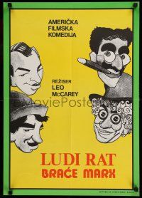 8t376 DUCK SOUP Yugoslavian 19x27 '60s Marx Brothers, Groucho, Harpo & Chico, wacky art!