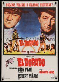 8t379 EL DORADO Yugoslavian 20x28 '66 John Wayne, Robert Mitchum, Howard Hawks, different!