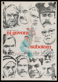 8t394 IMPOSSIBLE ON SATURDAY Yugoslavian 20x28 '65 Alex Joffe, art and cast portraits by Stokic!