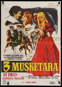 8t443 VENGEANCE OF THE THREE MUSKETEERS Yugoslavian 20x28 '64 Borderie's Les Trois Mosquetaires