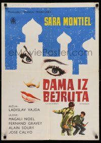 8t450 WOMAN FROM BEIRUT Yugoslavian 20x28 '65 cool different art of Sara Montiel & fighting men!