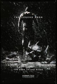 8w186 DARK KNIGHT RISES teaser DS 1sh '12 Tom Hardy as Bane, cool image of broken mask in the rain!