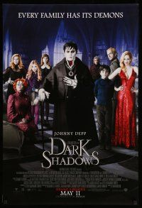 8w187 DARK SHADOWS advance DS 1sh '12 cast image of Johnny Depp, Pfeiffer, Carter, sexy Eva Green!
