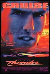 8w195 DAYS OF THUNDER 1sh '90 close image of angry NASCAR race car driver Tom Cruise!
