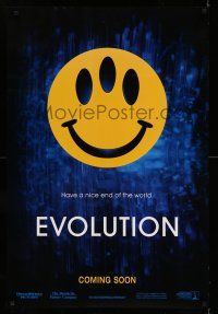 8w246 EVOLUTION int'l teaser DS 1sh '01 David Duchovny, great three-eyed smiley face!