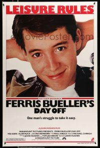 8w262 FERRIS BUELLER'S DAY OFF 1sh '86 c/u of Matthew Broderick in John Hughes teen classic!