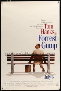 8w277 FORREST GUMP advance 1sh '94 Tom Hanks sits on bench, Robert Zemeckis classic!