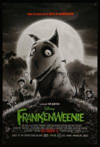 8w279 FRANKENWEENIE advance DS 1sh '12 Tim Burton, horror image of wacky dog!