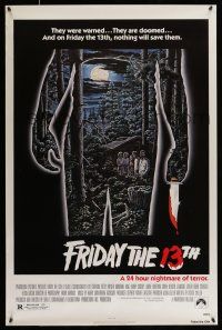 8w284 FRIDAY THE 13th 1sh R80s great Alex Ebel art, slasher classic, 24 hours of terror!