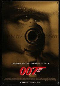 8w312 GOLDENEYE advance DS 1sh '95 Pierce Brosnan as secret agent James Bond 007, cool close-up!