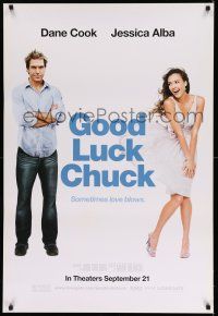 8w317 GOOD LUCK CHUCK heavy stock teaser 1sh '07 image of sexy Jessica Alba with Dane Cook!