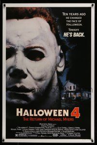8w338 HALLOWEEN 4 1sh '88 Ten years ago he changed Halloween. tonight Michael Myers is back!