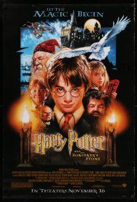 8w352 HARRY POTTER & THE PHILOSOPHER'S STONE advance DS 1sh '01 cool cast art by Drew Struzan!