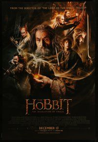 8w377 HOBBIT: THE DESOLATION OF SMAUG advance DS 1sh '13 Peter Jackson directed, cool cast montage!