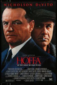 8w379 HOFFA style B 1sh '92 huge close-up of Jack Nicholson as Jimmy Hoffa & Danny DeVito!