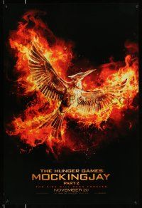 8w392 HUNGER GAMES: MOCKINGJAY - PART 2 teaser DS 1sh '15 Jennifer Lawrence, fire will burn forever