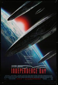 8w405 INDEPENDENCE DAY style B advance 1sh '96 great image of alien ships coming to Earth!