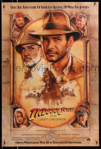 8w409 INDIANA JONES & THE LAST CRUSADE advance 1sh '89 art of Ford & Connery by Drew!