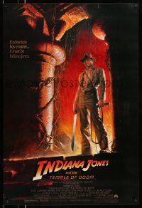 8w410 INDIANA JONES & THE TEMPLE OF DOOM 1sh '84 adventure is Ford's name, Bruce Wolfe art!