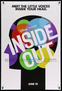 8w416 INSIDE OUT advance DS 1sh '15 Walt Disney, Pixar, meet the little voices inside your head!