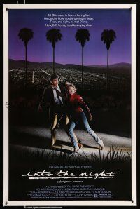 8w420 INTO THE NIGHT 1sh '85 cool image of Jeff Goldblum & Michelle Pfeiffer on the run!
