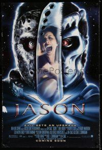 8w437 JASON X advance DS 1sh '01 James Isaac directed, Kane Hodder, Lexa Doig, evil gets an upgrade