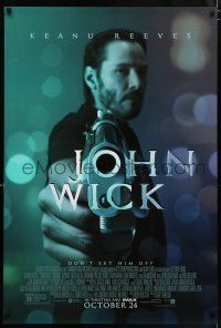 8w446 JOHN WICK advance DS 1sh '14 cool image of Keanu Reeves pointing gun!
