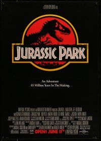 8w450 JURASSIC PARK advance 1sh '93 Steven Spielberg, Richard Attenborough re-creates dinosaurs!