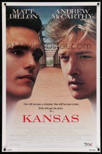 8w455 KANSAS 1sh '88 huge close-up image of Matt Dillon & Andrew McCarthy!