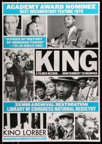 8w464 KING: A FILMED RECORD. MONTGOMERY TO MEMPHIS 1sh R12 Martin Luther King documentary!