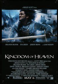 8w465 KINGDOM OF HEAVEN style B advance 1sh '05 great close image of Orlando Bloom in action!