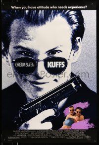 8w468 KUFFS 1sh '92 Christian Slater in shades w/gun, sexy Milla Jovovich!