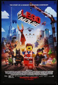 8w482 LEGO MOVIE advance DS 1sh '14 the story of a nobody who saved everybody!