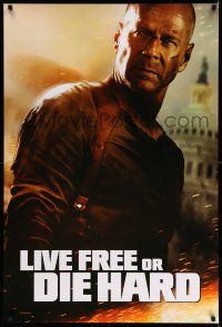 8w490 LIVE FREE OR DIE HARD teaser 1sh '07 Bruce Willis by the U.S. capitol building!