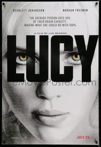 8w509 LUCY July teaser DS 1sh '14 cool image of Scarlett Johansson in the title role!