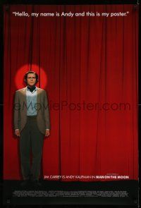 8w524 MAN ON THE MOON DS 1sh '99 Milos Forman, great image of Jim Carrey as Andy Kaufman on stage